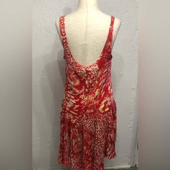 Free People Scoop Neck Sleeveless Beach Print Dress Red XS - Picture 13 of 14